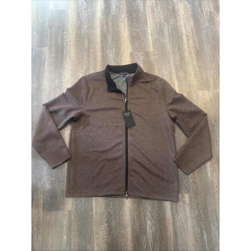 Robert Barakett Men's XL Full Zip Long Sleeve Sweater Brown NWT